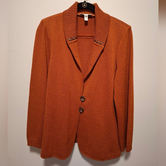 St. John Sweaters - St. John Sport Burnt Orange Wool Blend Jacket Blazer Size Medium